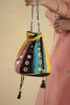 Charkhee Multi Color Embroidery Chanderi Mirror Potli Bag Online at Aza Fashions Charkhee_Multi Color Embroidery Chanderi Mirror Potli Bag _Online_at_Aza_Fashions