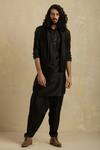 Shop Charkhee Black Chanderi Pathani Set at Aza Fashions Shop_Charkhee_Black Chanderi Pathani Set _at_Aza_Fashions