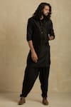 Charkhee Black Chanderi Pathani Set Online at Aza Fashions Charkhee_Black Chanderi Pathani Set _Online_at_Aza_Fashions