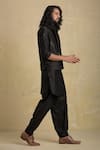 Buy_Charkhee_Black Chanderi Pathani Set _Online_at_Aza_Fashions