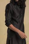Shop_Charkhee_Black Chanderi Pathani Set _Online_at_Aza_Fashions