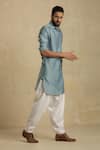 Charkhee_Blue Chanderi Pathani Set_Online_at_Aza_Fashions
