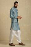 Buy_Charkhee_Blue Chanderi Pathani Set_Online_at_Aza_Fashions