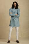 Buy Charkhee Blue Chanderi Kurta Set at Aza Fashions Buy_Charkhee_Blue Chanderi Kurta Set _at_Aza_Fashions
