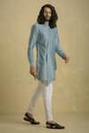 Shop_Charkhee_Blue Chanderi Kurta Set _at_Aza_Fashions