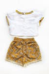 Shop_Taramira_Yellow Cotton Puffed Sleeve Top And Shorts Set _at_Aza_Fashions