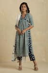 Buy_Charkhee_Blue Cotton Printed Kurta Set_at_Aza_Fashions