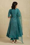 Shop_Charkhee_Green Kurta Chanderi Lining  Cotton Palazzos Embroidered Anarkali Set _at_Aza_Fashions