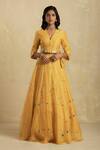 Buy_Charkhee_Yellow Lehenga Organza Lining Cotton Blouse Chanderi And Set  _at_Aza_Fashions