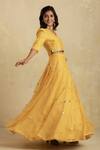 Charkhee_Yellow Lehenga Organza Lining Cotton Blouse Chanderi And Set  _Online_at_Aza_Fashions