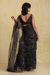 Shop_Charkhee_Black Organza Embroidered Saree With Blouse_at_Aza_Fashions
