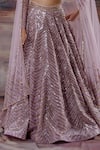 Payal & Zinal_Purple Organza Embroidered Geometric Scoop Neck Bridal Lehenga Set _at_Aza_Fashions