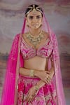 Buy_Payal & Zinal_Pink Net Gajji Silk Embroidered Lehenga Set_Online_at_Aza_Fashions