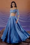 Buy_Payal & Zinal_Blue Gajji Silk Lehenga Set_at_Aza_Fashions