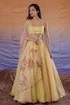 Buy_Payal & Zinal_Yellow Imported Organza Embroidered Butterfly Square Neck Lehenga Set _at_Aza_Fashions