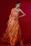 Buy_Payal & Zinal_Orange Georgette Printed Ocean Asymmetric Skirt Set For Women_at_Aza_Fashions