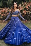 Buy_Payal & Zinal_Blue Gajji Silk Embroidered Rain Sweetheart Neck Off Shoulder Lehenga Set _at_Aza_Fashions