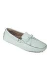 Buy_Domani_Blue Plain Leather Bow Loafers _at_Aza_Fashions
