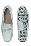 Shop_Domani_Blue Plain Leather Bow Loafers _at_Aza_Fashions