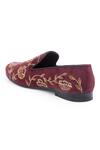 Shop_Domani_Maroon Embroidered Velvet Loafers_Online_at_Aza_Fashions