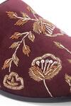 Domani_Maroon Embroidered Velvet Loafers_at_Aza_Fashions