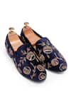Buy_Domani_Blue Embroidered Floral Loafers _at_Aza_Fashions