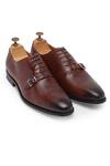 Buy_Domani_Brown Plain Textured Monksford Shoes _at_Aza_Fashions