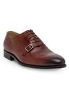 Domani_Brown Plain Textured Monksford Shoes _Online_at_Aza_Fashions
