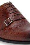Domani_Brown Plain Textured Monksford Shoes _at_Aza_Fashions
