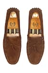 Domani_Brown Plain Handcrafted Bow Loafers _Online_at_Aza_Fashions