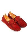 Buy_Domani_Red Plain Handcrafted Bow Loafers _at_Aza_Fashions