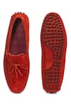 Shop_Domani_Red Plain Handcrafted Bow Loafers _at_Aza_Fashions