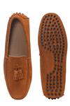 Shop Domani Brown Tassel Suede Loafers at Aza Fashions Shop_Domani_Brown Tassel Suede Loafers _at_Aza_Fashions