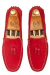 Domani_Red Tassel Suede Loafers _Online_at_Aza_Fashions