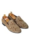 Buy_Domani_Beige Velvet Handcrafted Embroidered Shoes _at_Aza_Fashions