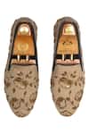 Domani_Beige Velvet Handcrafted Embroidered Shoes _Online_at_Aza_Fashions