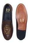 Shop_Domani_Brown Embroidered Leather Loafers _at_Aza_Fashions