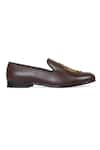 Buy_Domani_Brown Embroidered Leather Loafers _Online_at_Aza_Fashions
