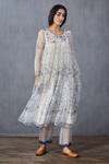 Torani_White Silk Organza Printed Anarkali_Online_at_Aza_Fashions