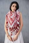 Buy_Torani_White Handwoven Chanderi Scarf_at_Aza_Fashions