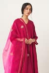 Shop_Dot_Pink Habutai Silk Kurta Set _Online_at_Aza_Fashions