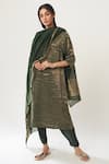 Buy_Dot_Green Tissue Round Kurta Set With Chanderi Dupatta _at_Aza_Fashions