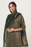 Shop_Dot_Green Tissue Round Kurta Set With Chanderi Dupatta _Online_at_Aza_Fashions