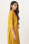 Dot_Yellow Chanderi Keyhole Kurta And Pant Set _Online_at_Aza_Fashions