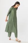 Shop_Dot_Green Organza, Chanderi Straight Kurta Set _at_Aza_Fashions