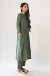 Dot_Green Organza, Chanderi Straight Kurta Set _Online_at_Aza_Fashions