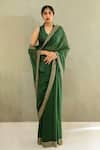 Buy_Dot_Green Chanderi Saree _at_Aza_Fashions