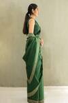 Dot_Green Chanderi Saree _Online_at_Aza_Fashions
