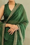 Buy_Dot_Green Chanderi Saree _Online_at_Aza_Fashions