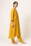Dot_Yellow Chanderi Round Embellished Kurta And Pant Set _Online_at_Aza_Fashions